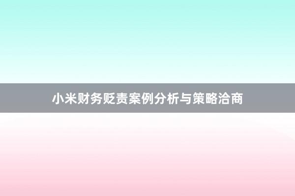 小米财务贬责案例分析与策略洽商